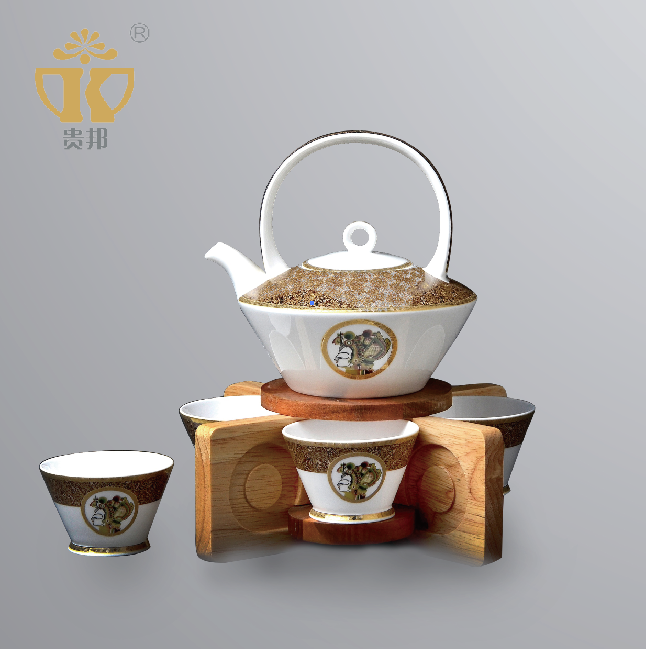 贵邦提梁壶木垫组合茶具--粽心如意