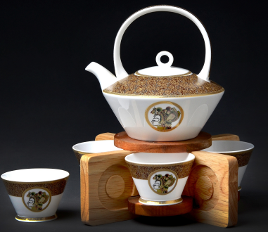 贵邦提梁壶木垫组合茶具